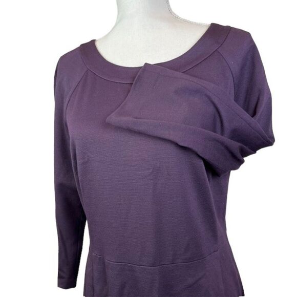Banana Republic Deep Purple Dress Rayon Nylon Spandex Back Zip 14 - Picture 3 of 11
